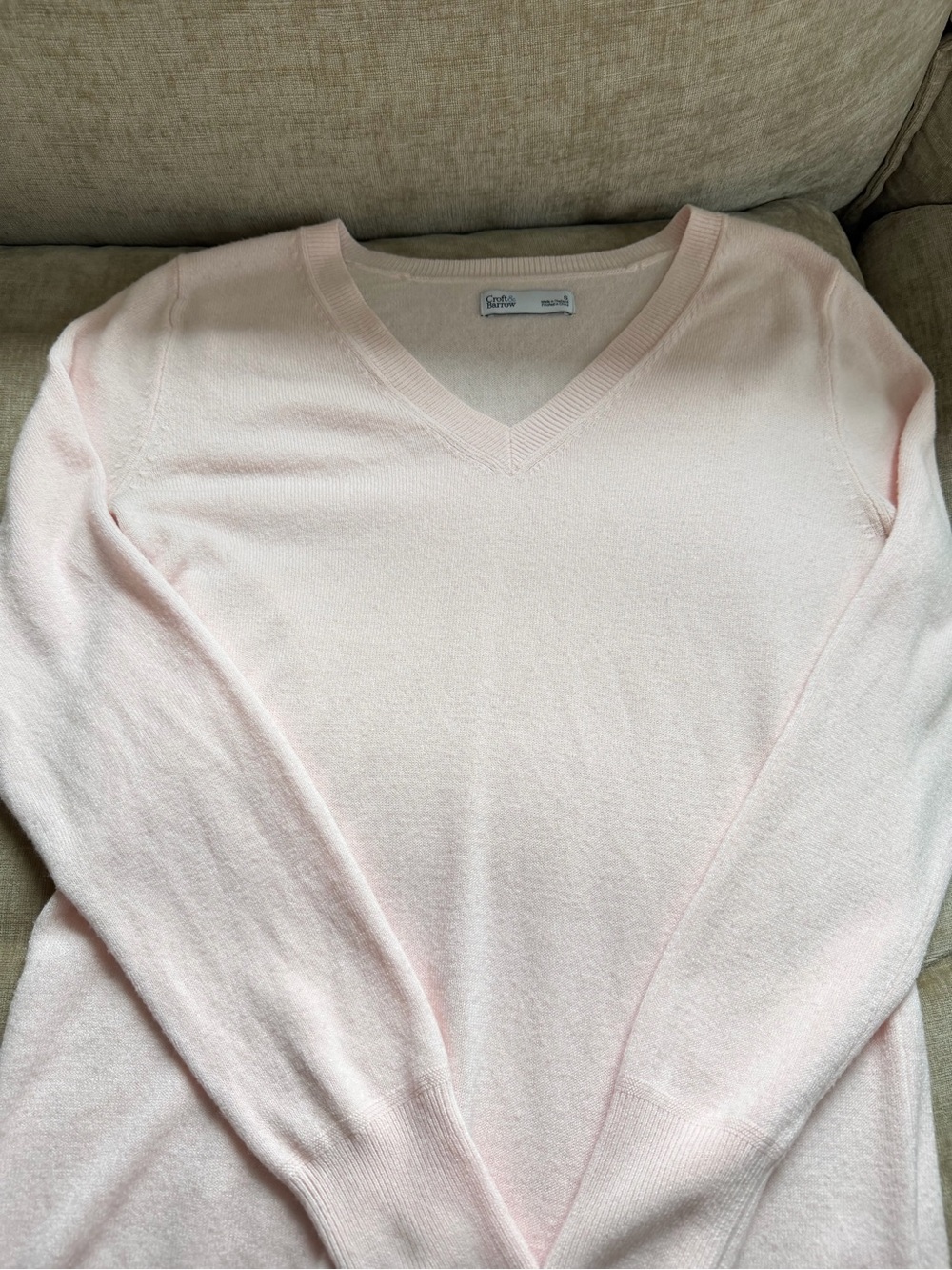 croft & barrow Pale Pink V-Neck Sweater - Picture 3 of 4